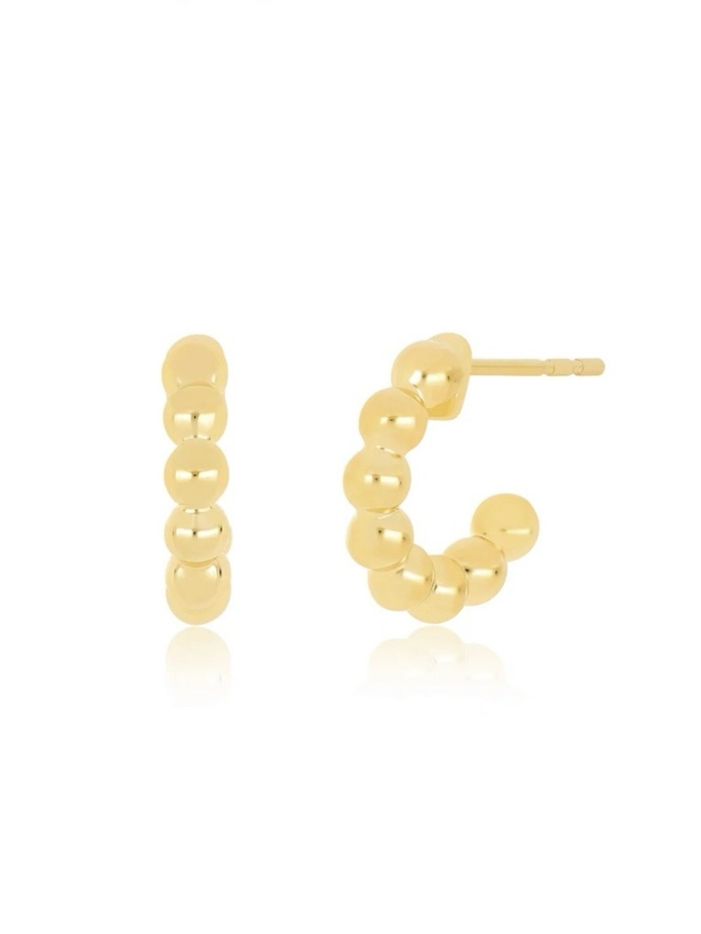 EF Collection 14k Yellow Gold Ball Hoop Earrings